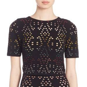 Alice + Olivia Multicolor Pointelle Crop Top sz XS